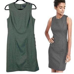 Banana Republic Sleeveless Side Button Sheath Dress Green 8